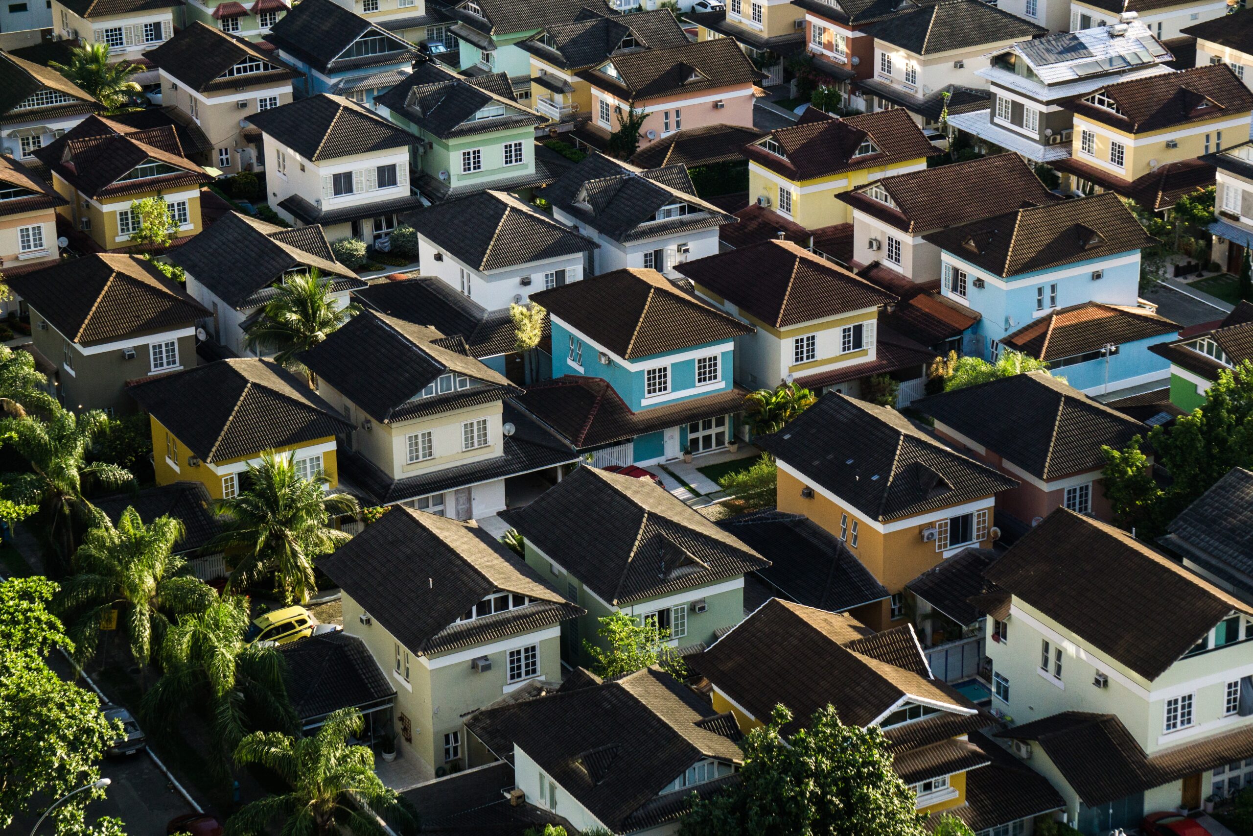 Bird's eye view of residential community.